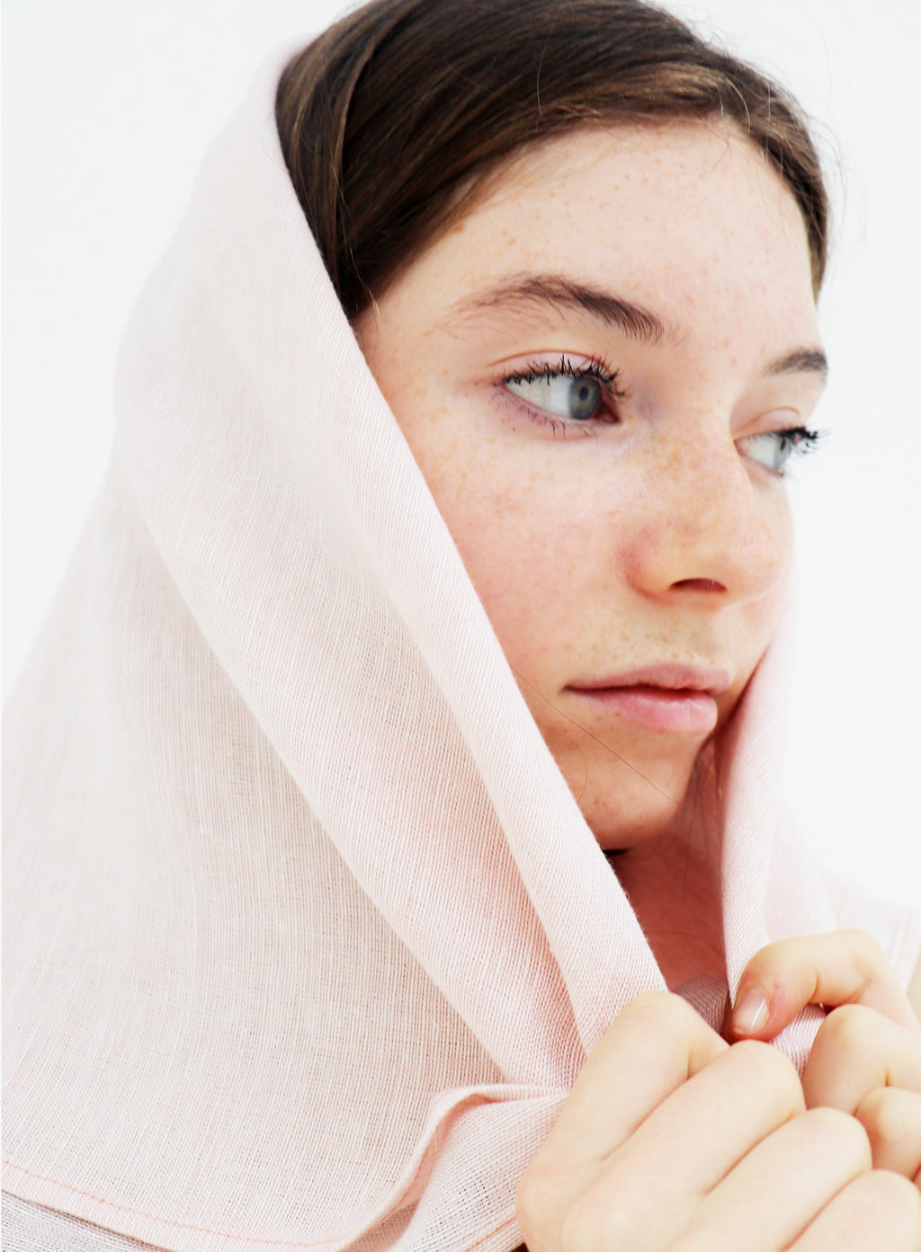 Anastasie Linen Square Scarf - Rose