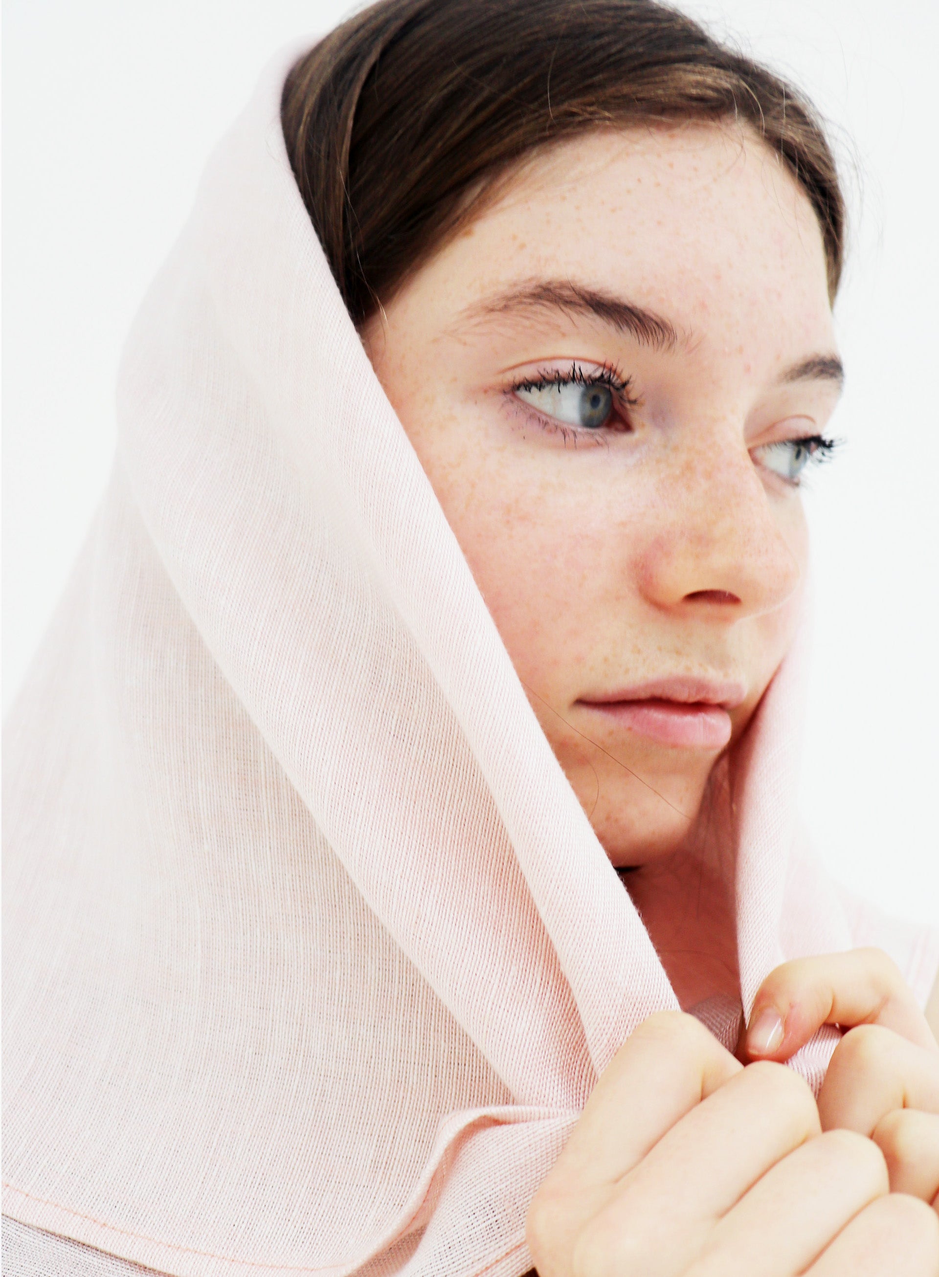 Anastasie Linen Square Scarf - Rose
