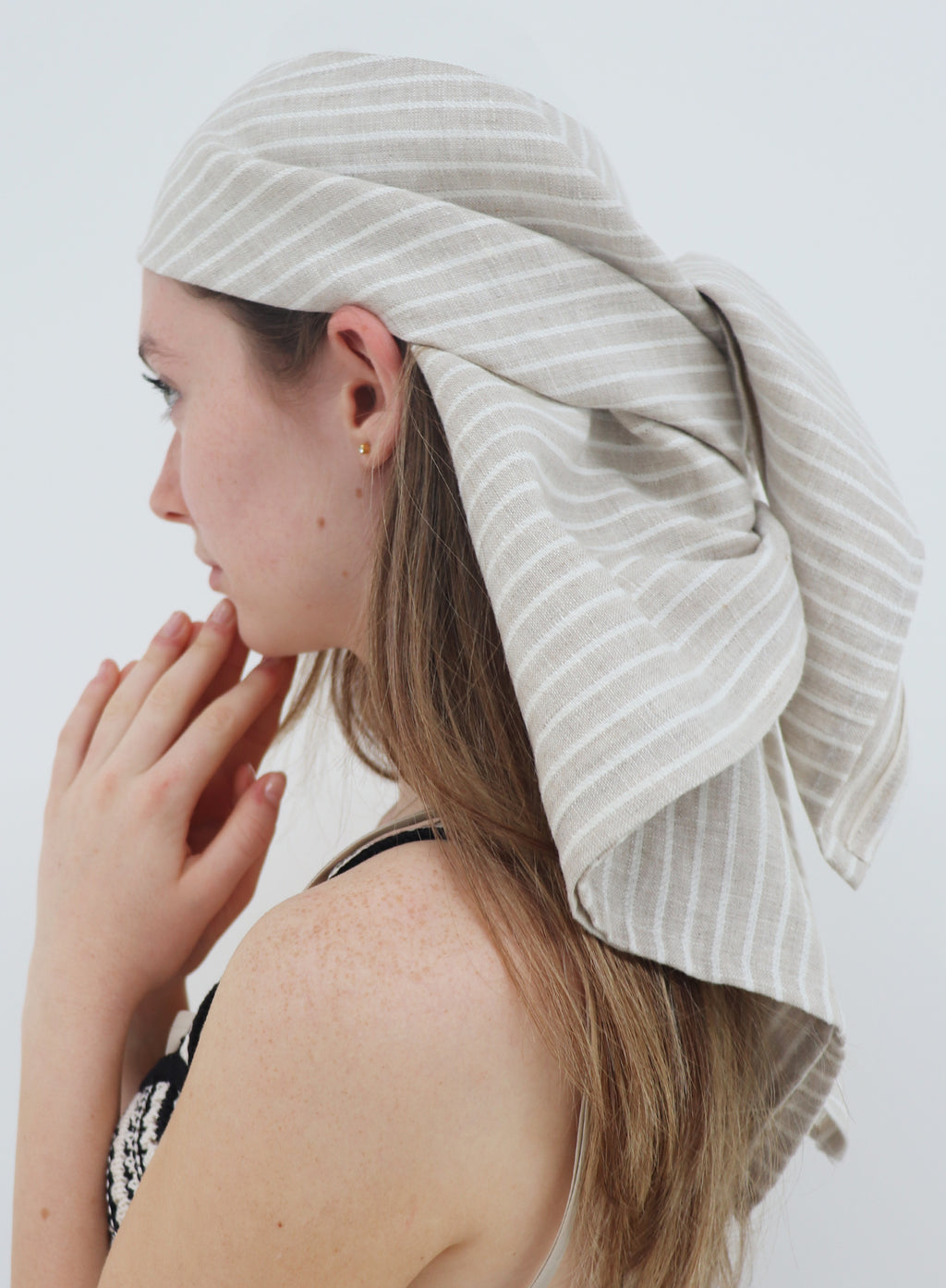 Anastasie Linen Square Scarf - Stripe