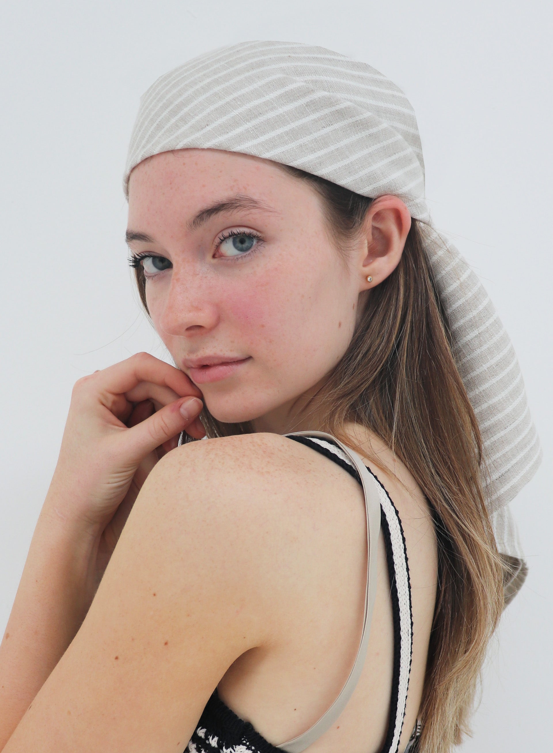 Anastasie Linen Square Scarf - Stripe