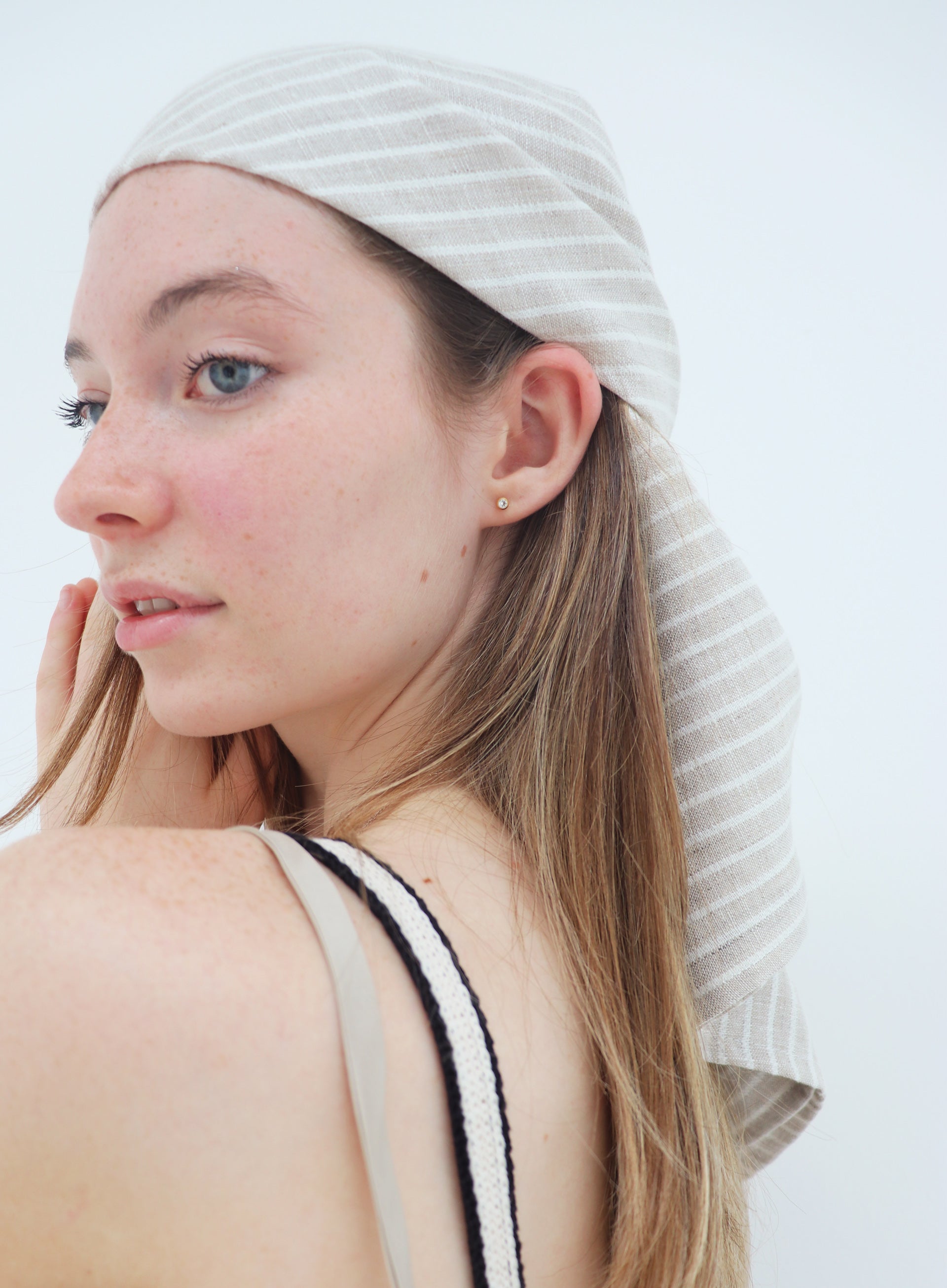 Anastasie Linen Square Scarf - Stripe