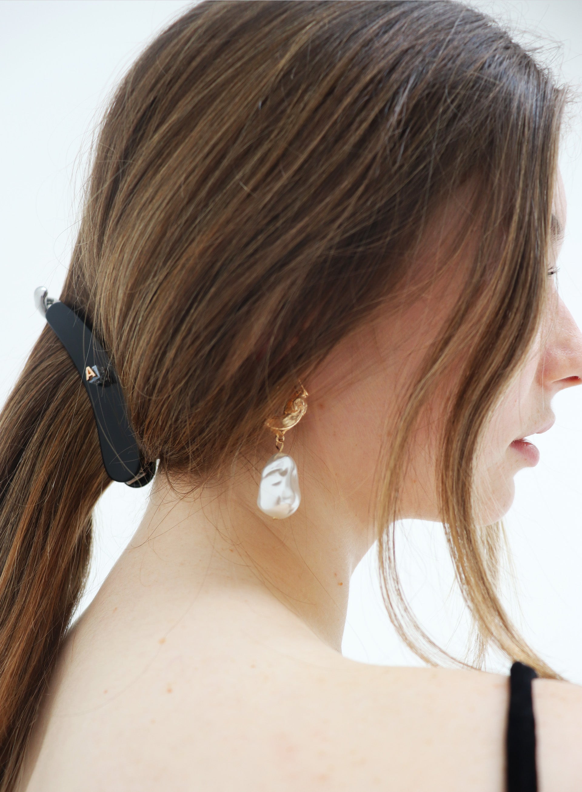 Black Embellished Acetate Banana Clip