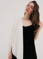 Eugenia Pearl Embellished Silk Scarf