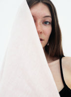 Anastasie Linen Square Scarf - Rose