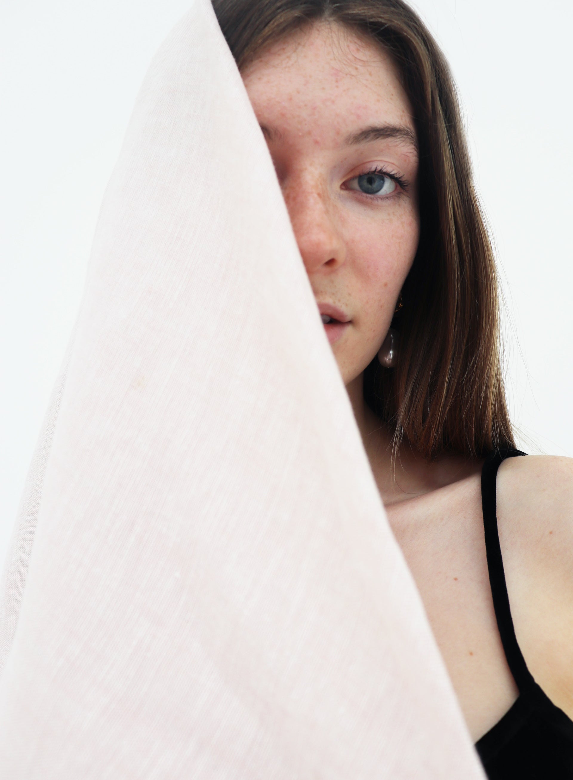 Anastasie Linen Square Scarf - Rose