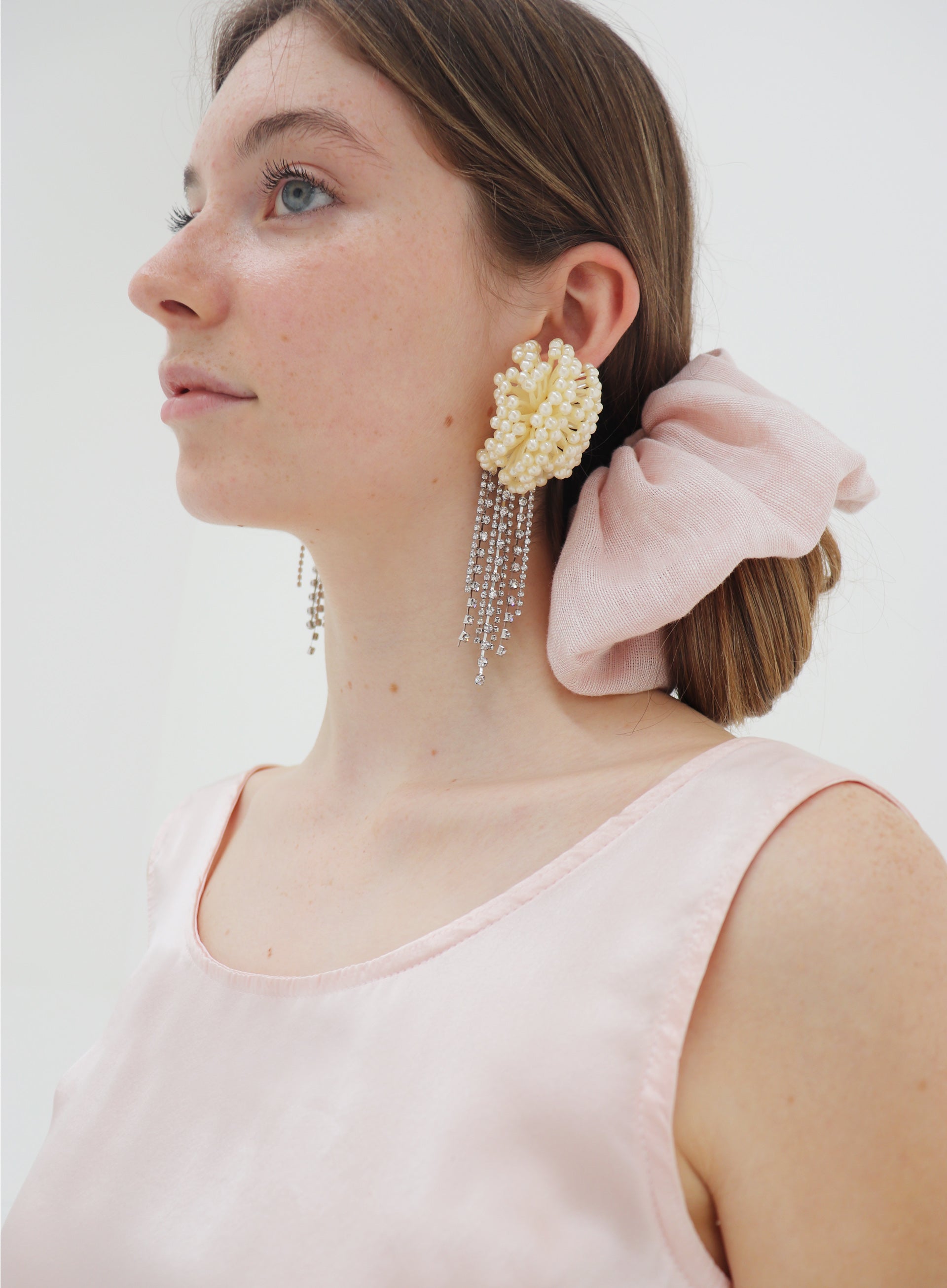 pink linen oversized scrunchie