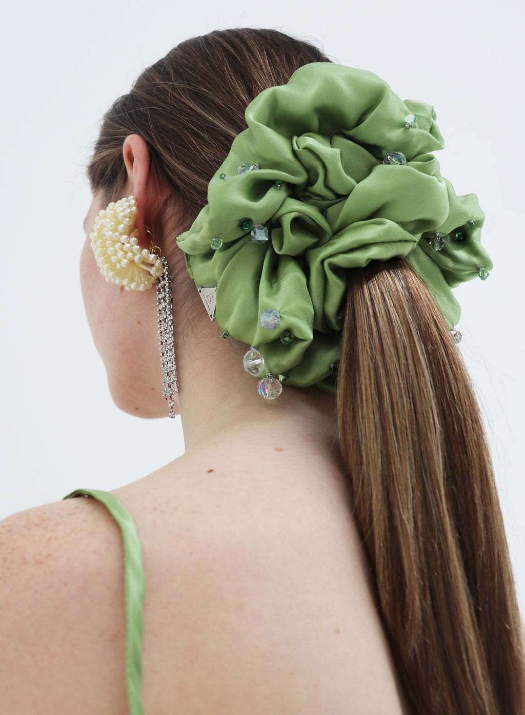 Green Oversized Silk Scrunchie