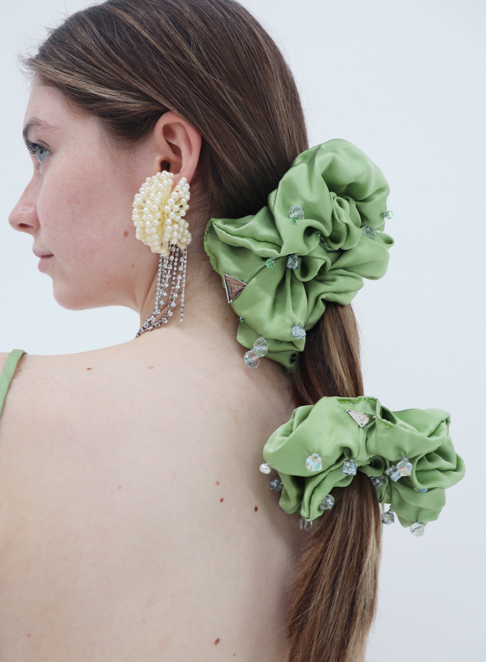 Green Oversized Silk Scrunchie