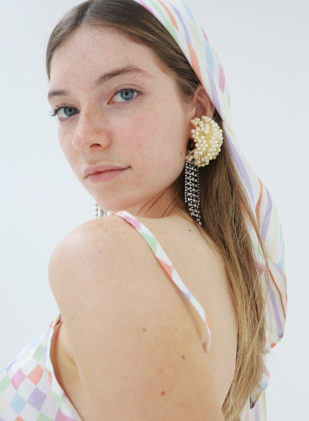 Striped Silk Square Scarf