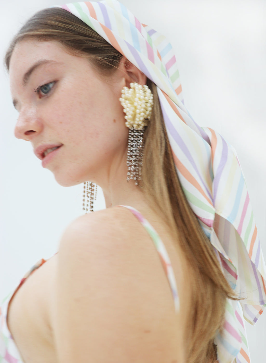 Striped Silk Square Scarf