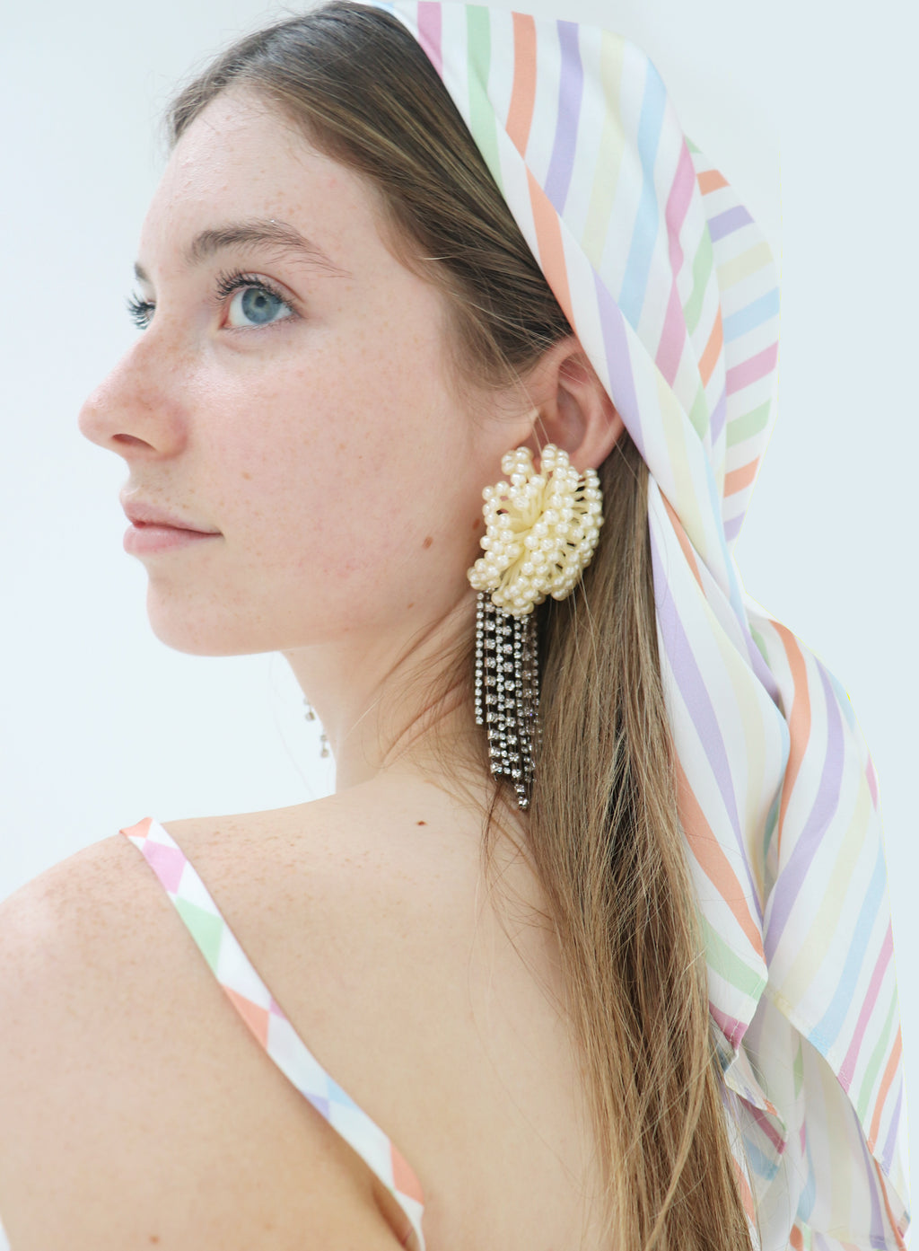 Striped Silk Square Scarf