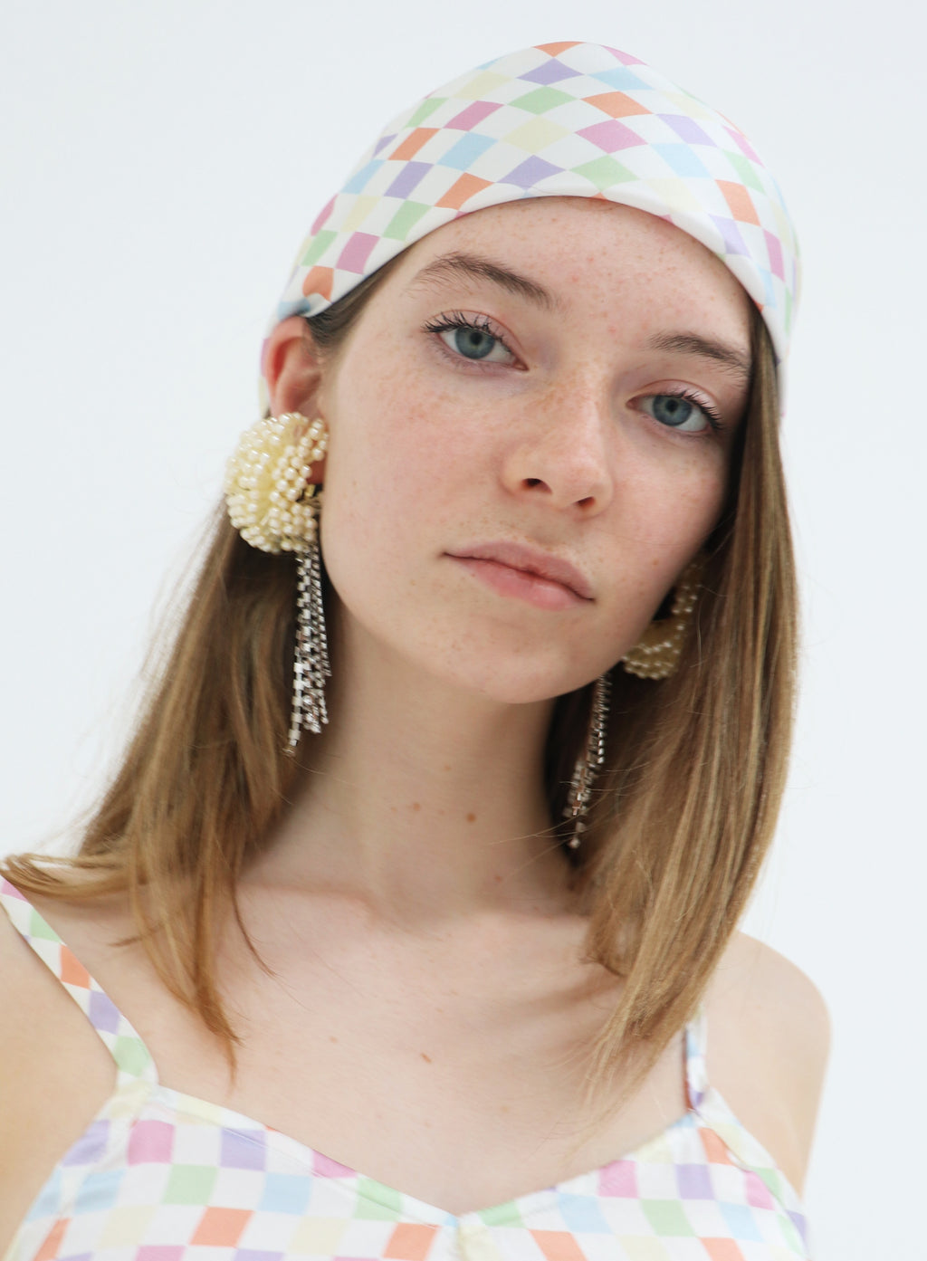 Checked Silk Square Scarf