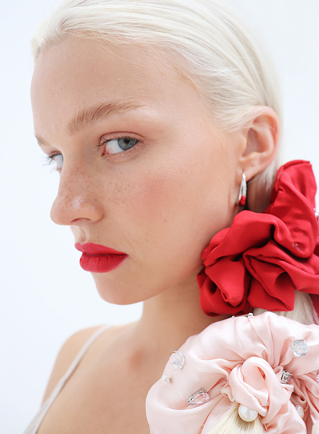 Red Oversized Silk Scrunchie