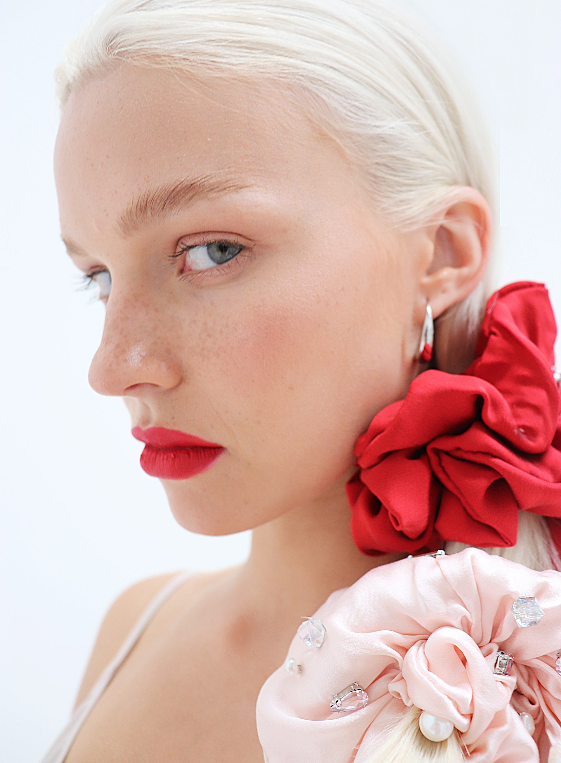 Red Oversized Silk Scrunchie