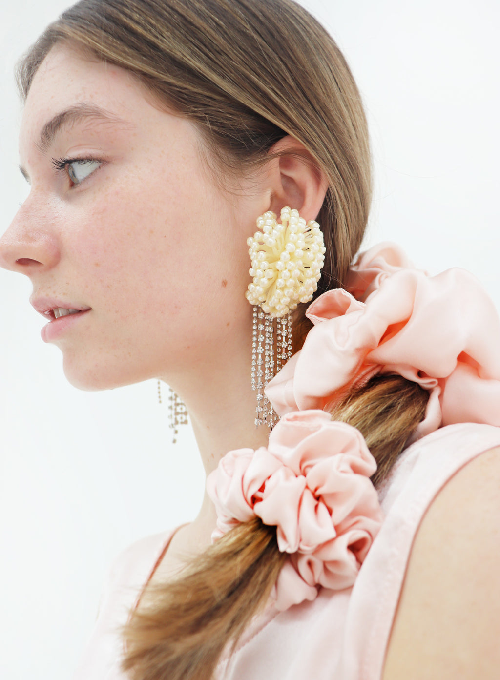 Pink Silk Scrunchie Set