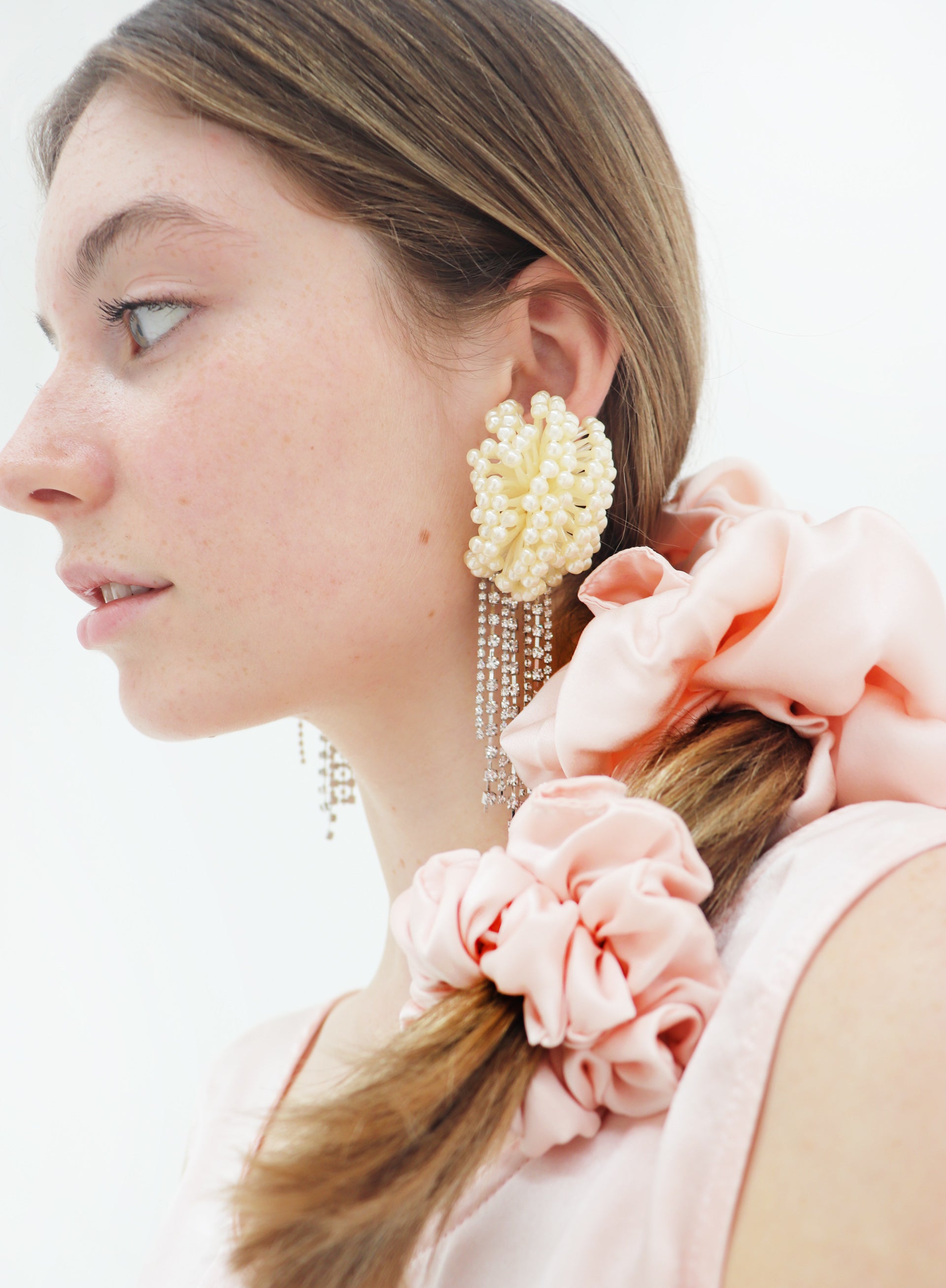 Pink Silk Scrunchie Set