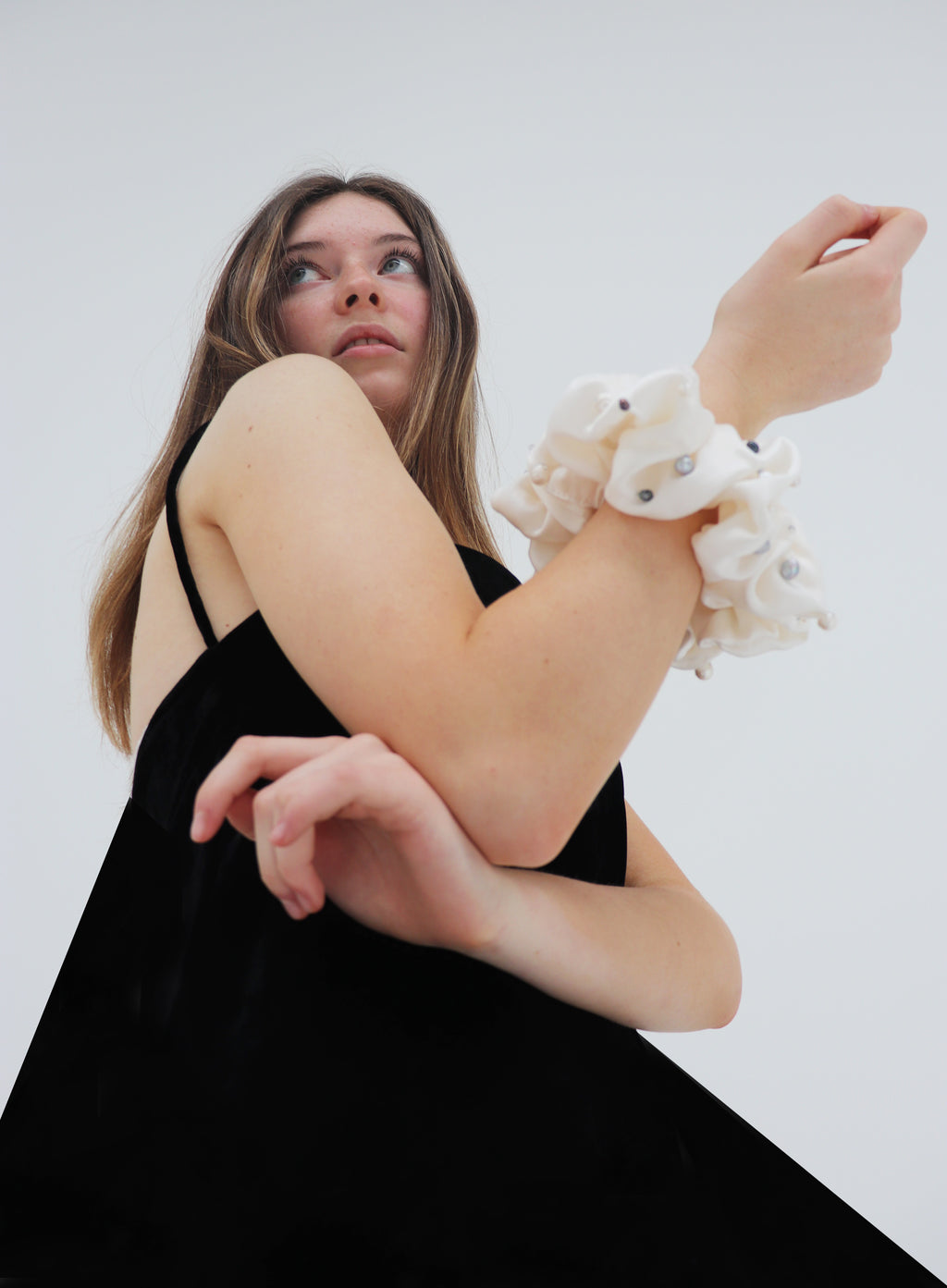 Pearls Embellished Oversized Silk Scrunchie