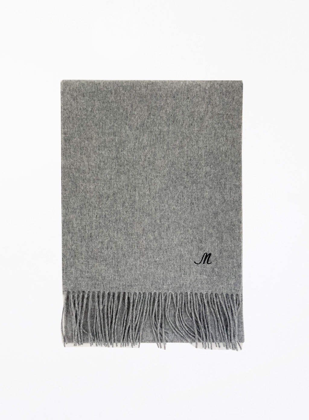 Dark Grey Fringed Cashmere Scarf