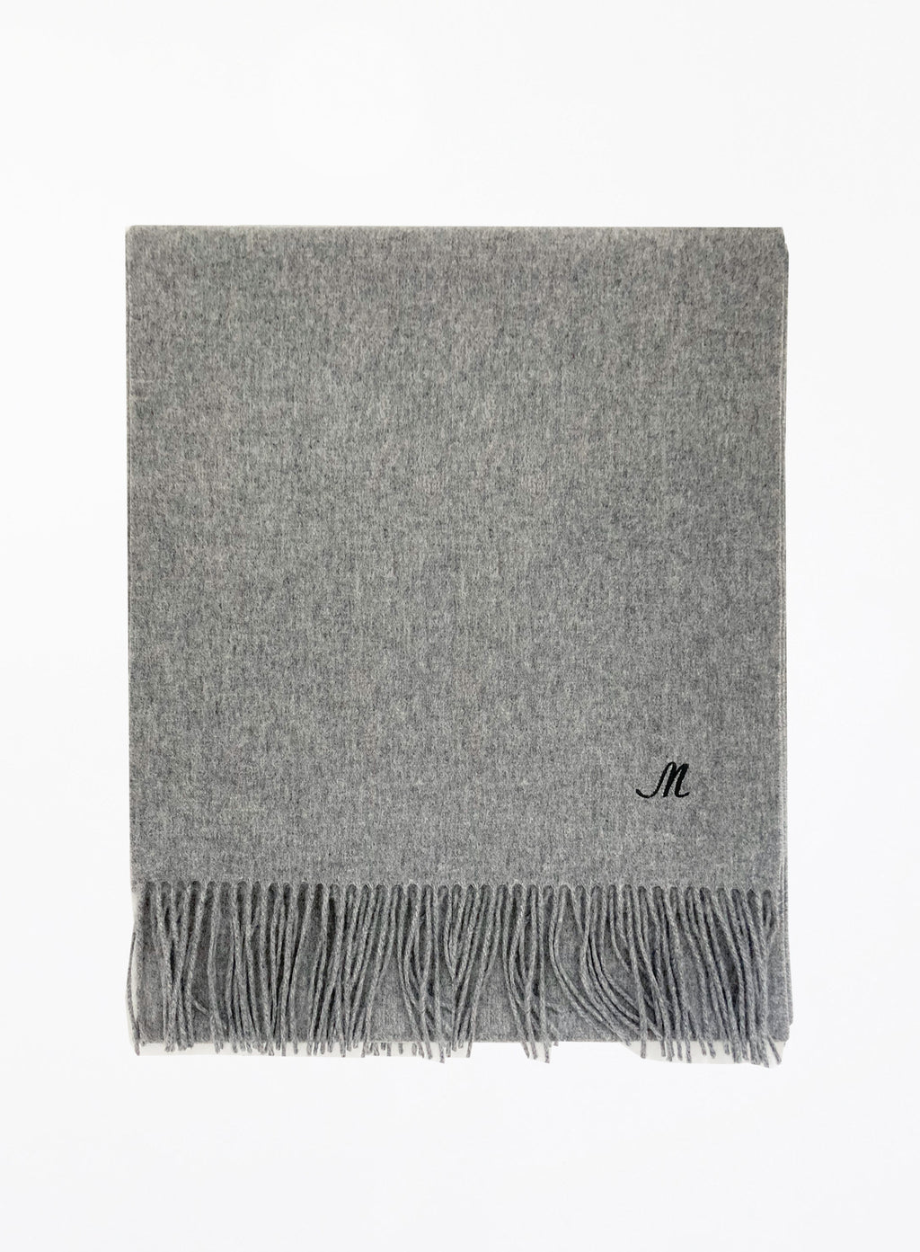 Dark Grey Fringed Cashmere Scarf