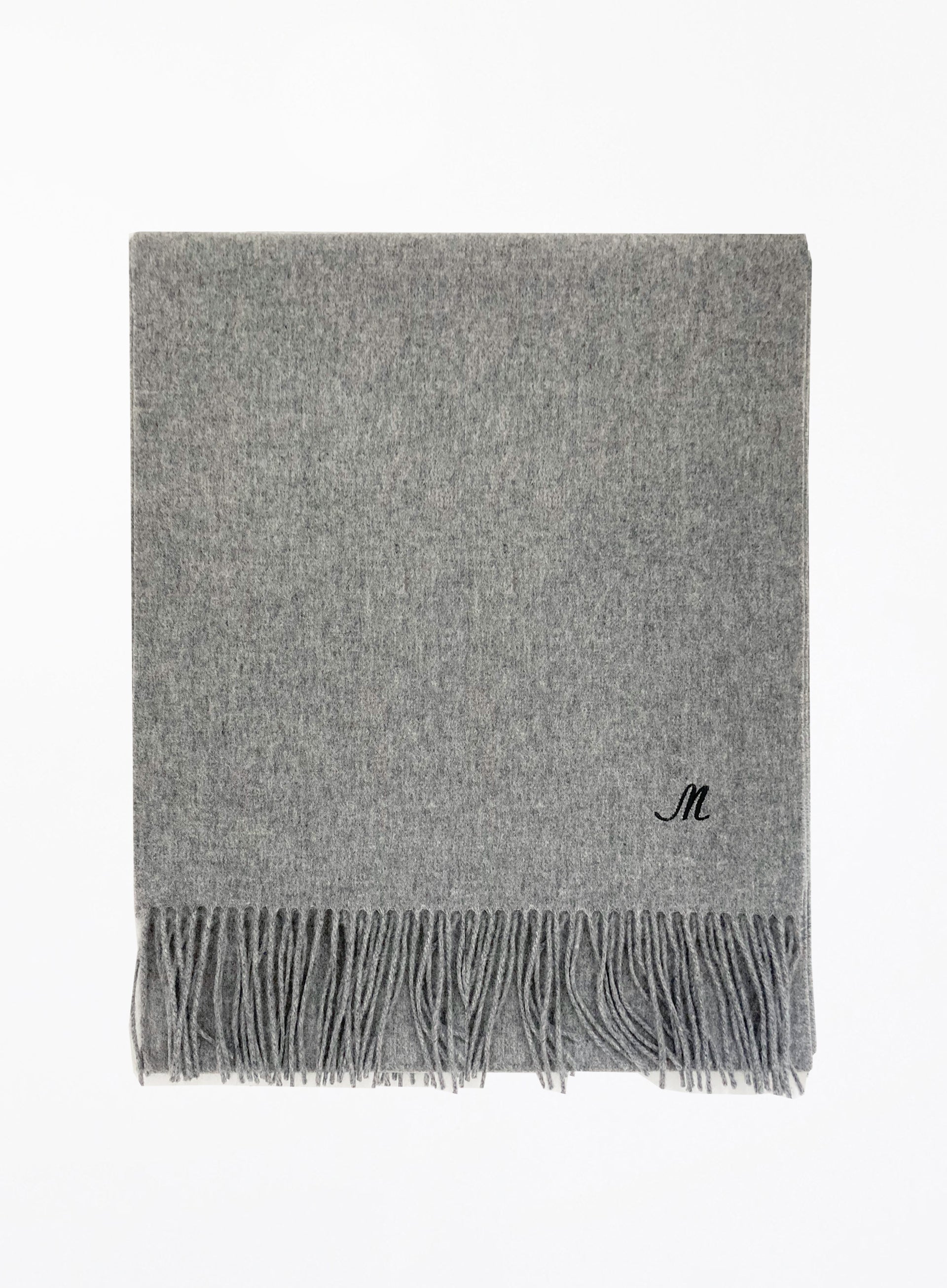 Dark Grey Fringed Cashmere Scarf