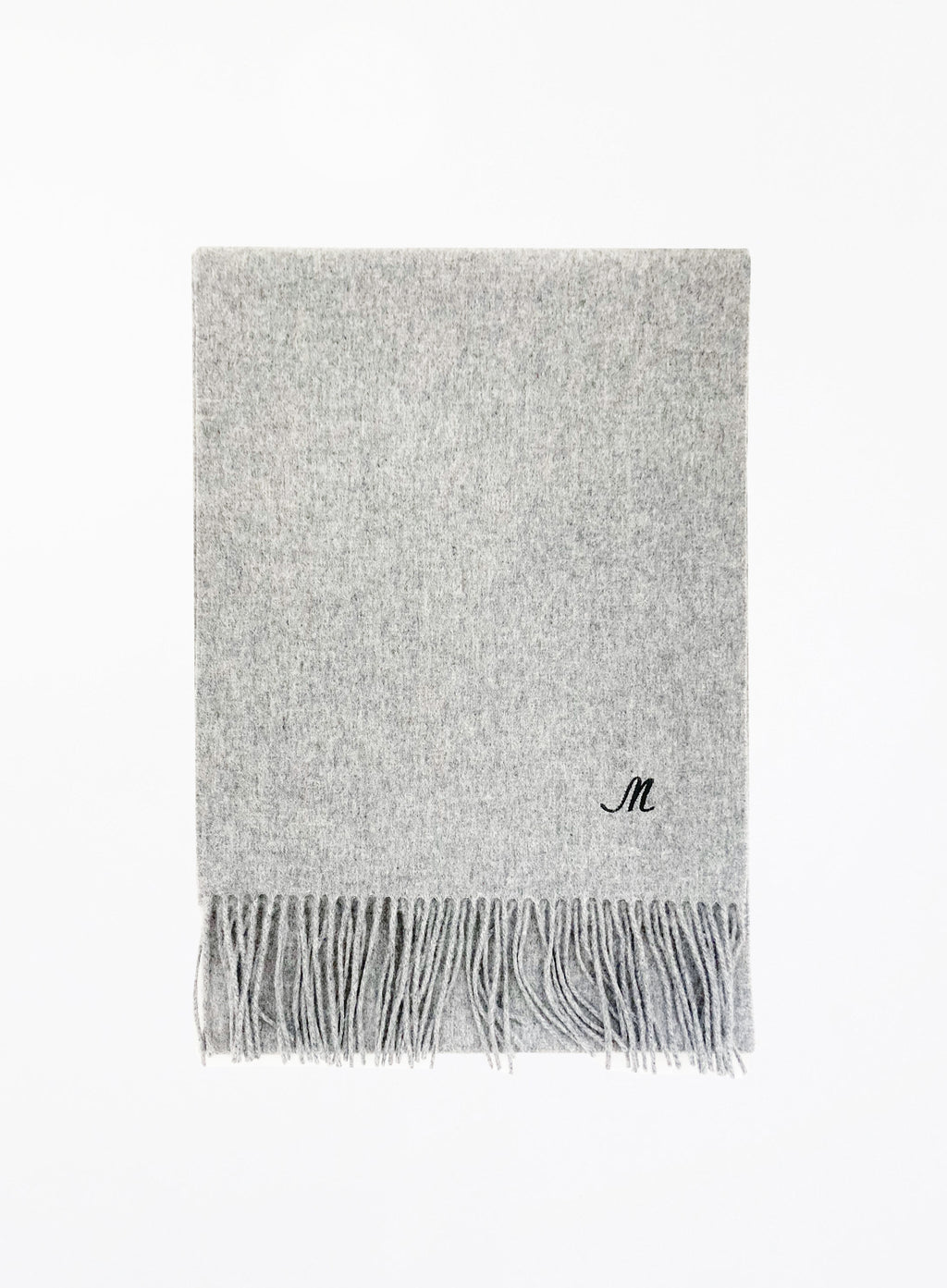 Light Grey Fringed Cashmere Scarf
