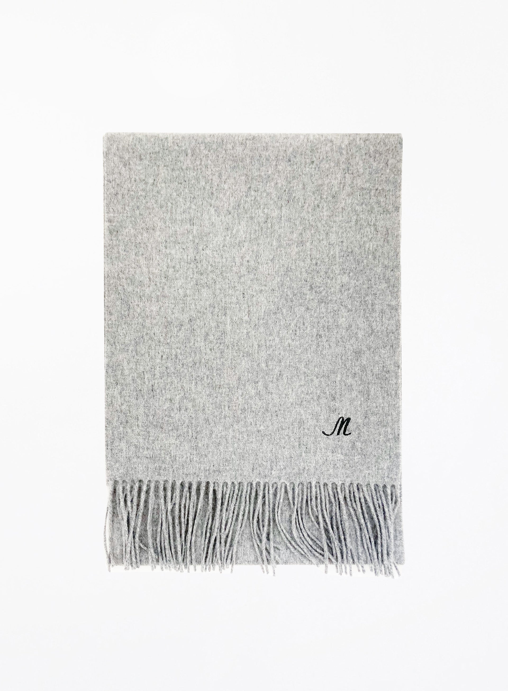 Light Grey Fringed Cashmere Scarf
