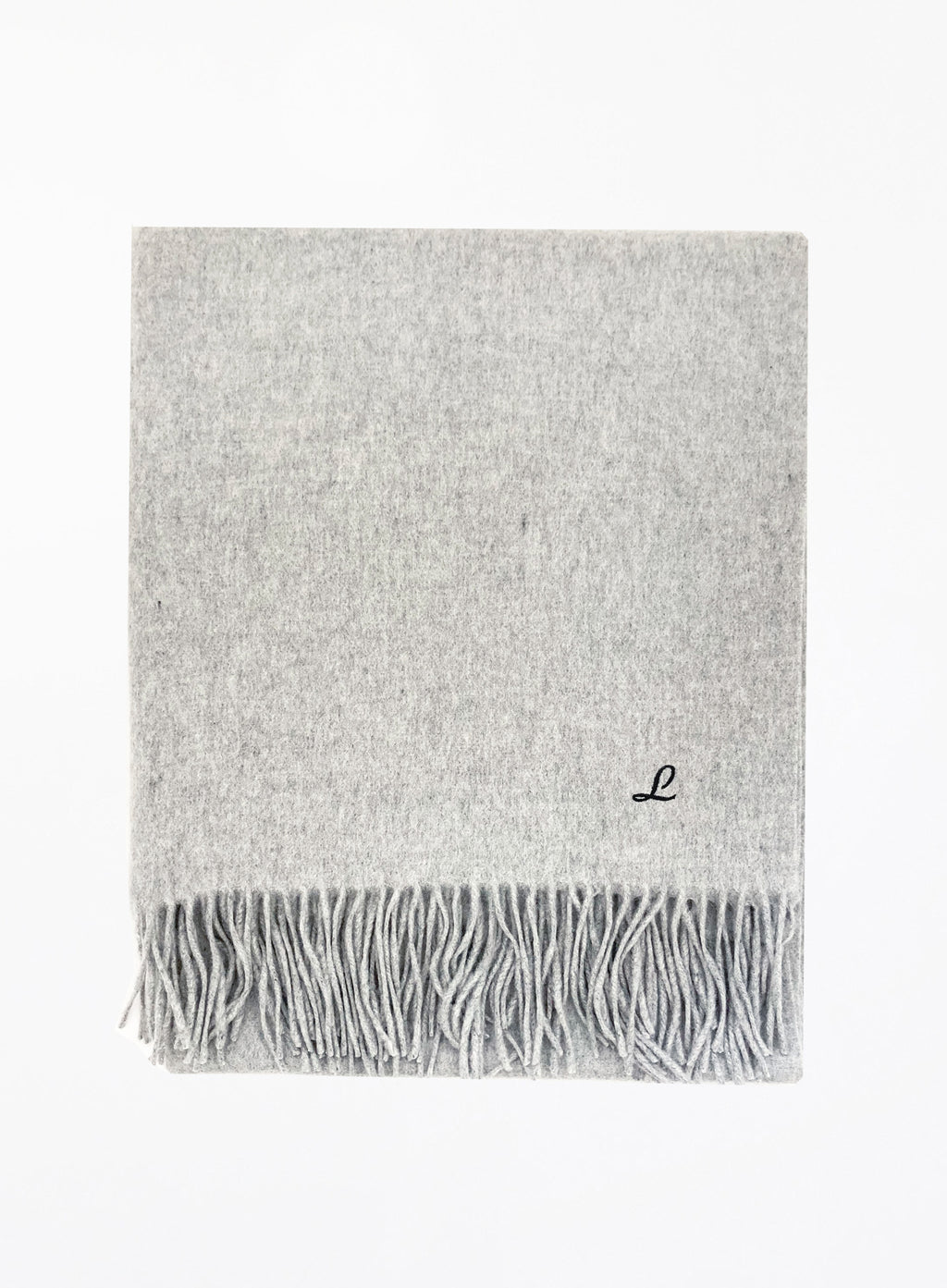 Light Grey Fringed Cashmere Scarf