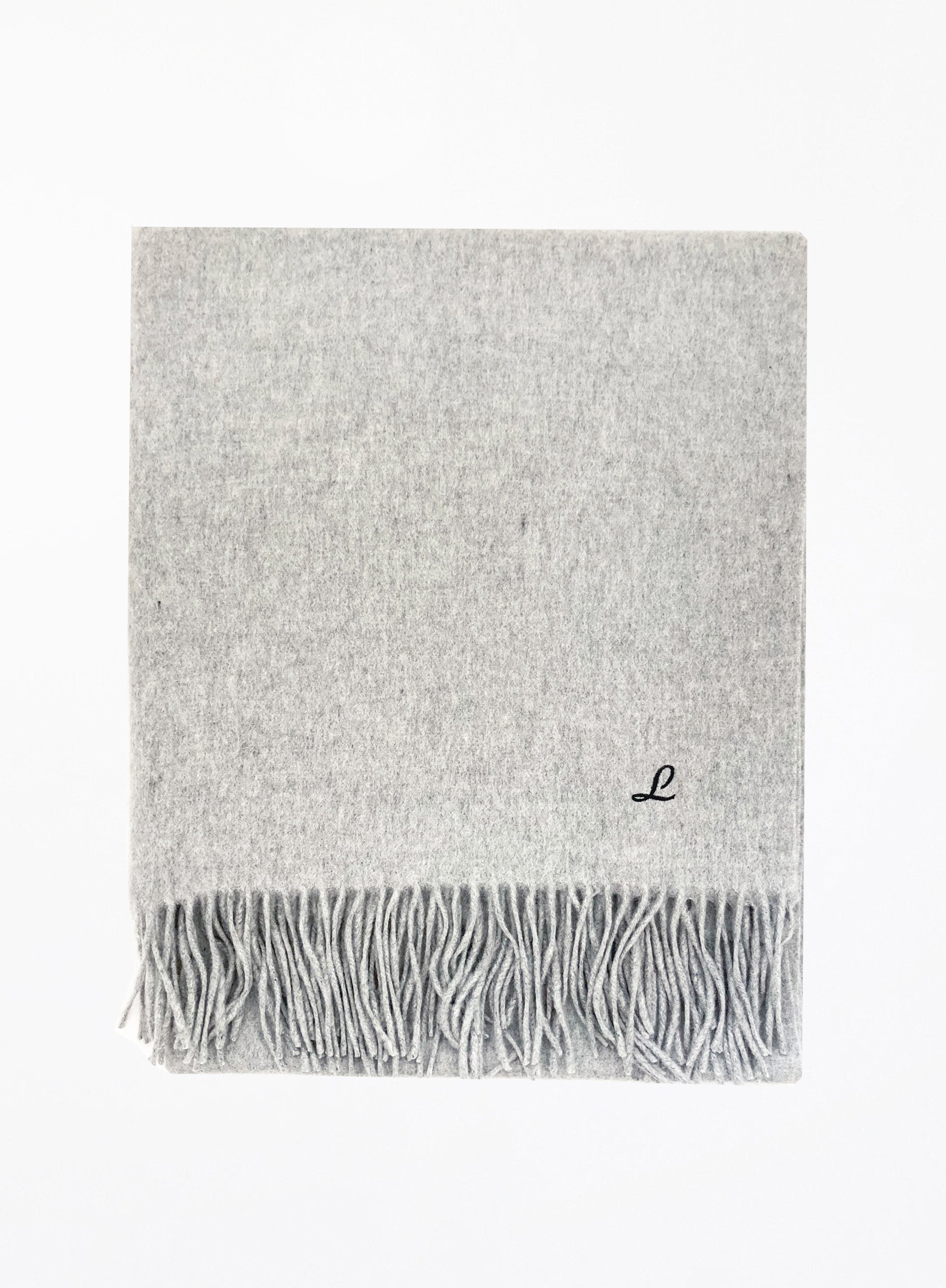 Light Grey Fringed Cashmere Scarf