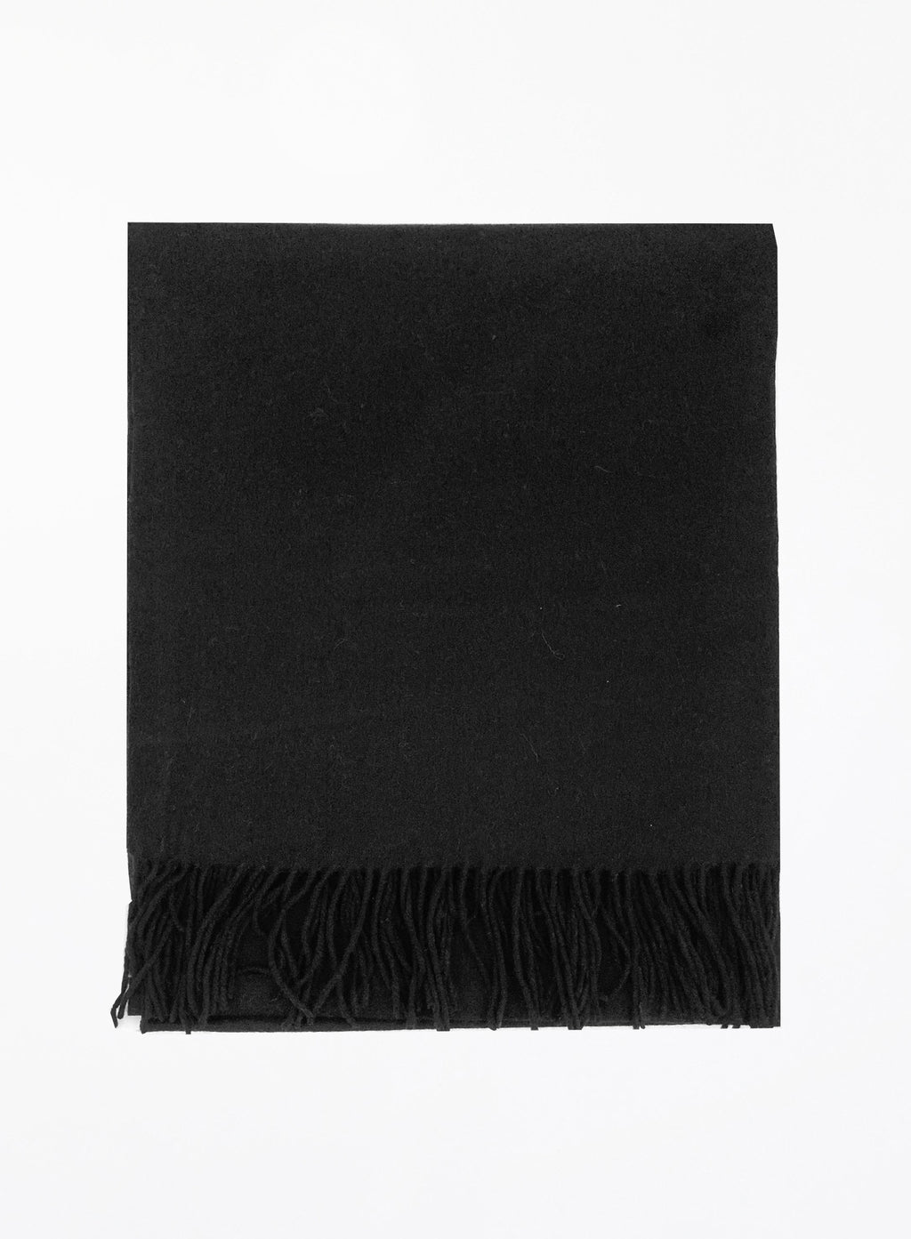 Black Fringed Wool Lambswool Scarf