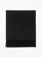 Black Fringed Wool Lambswool Scarf