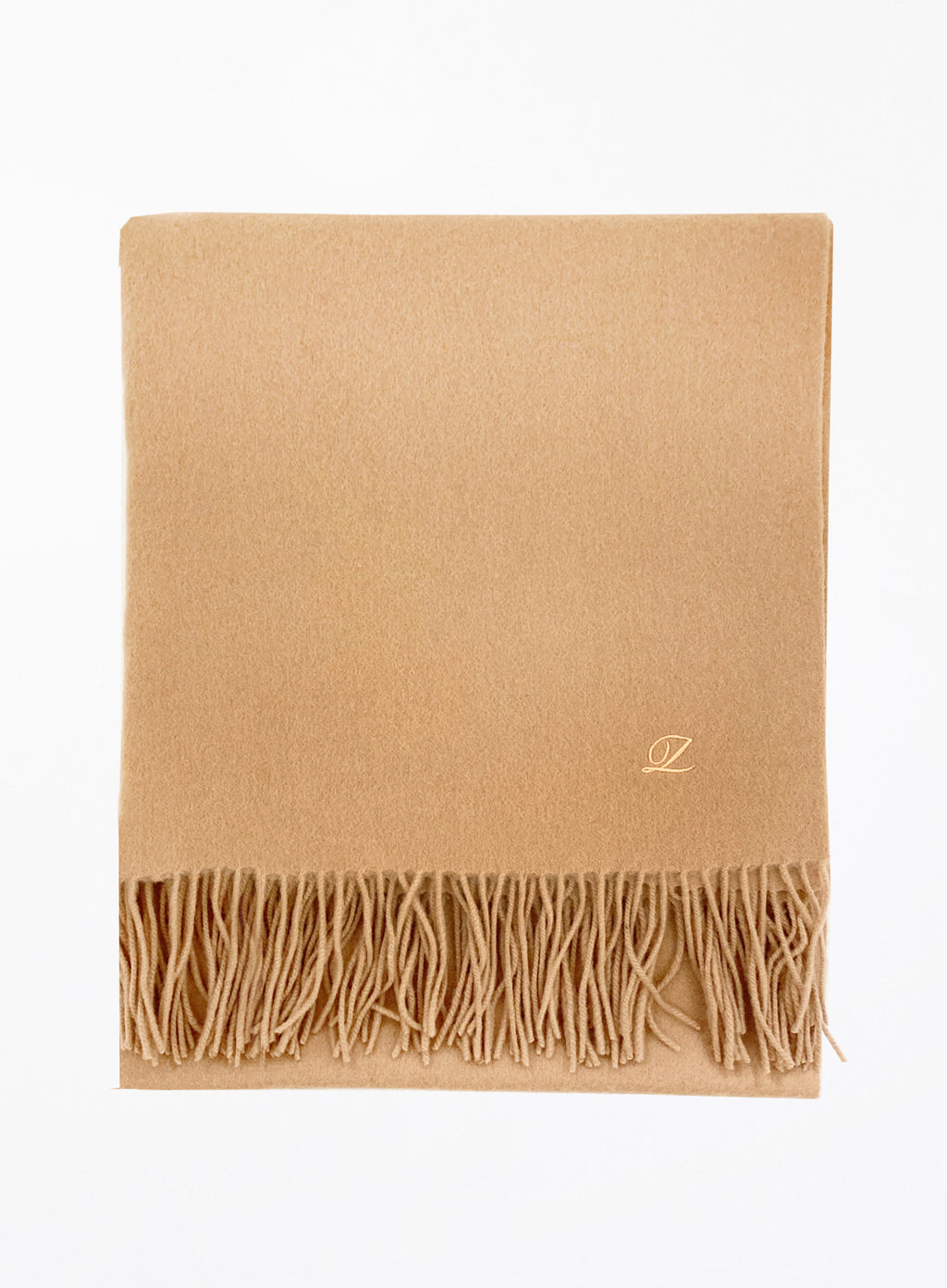 Camel Fringed Cashmere Scarf