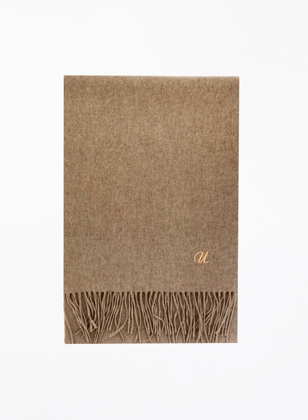 Beige Fringed Cashmere Scarf