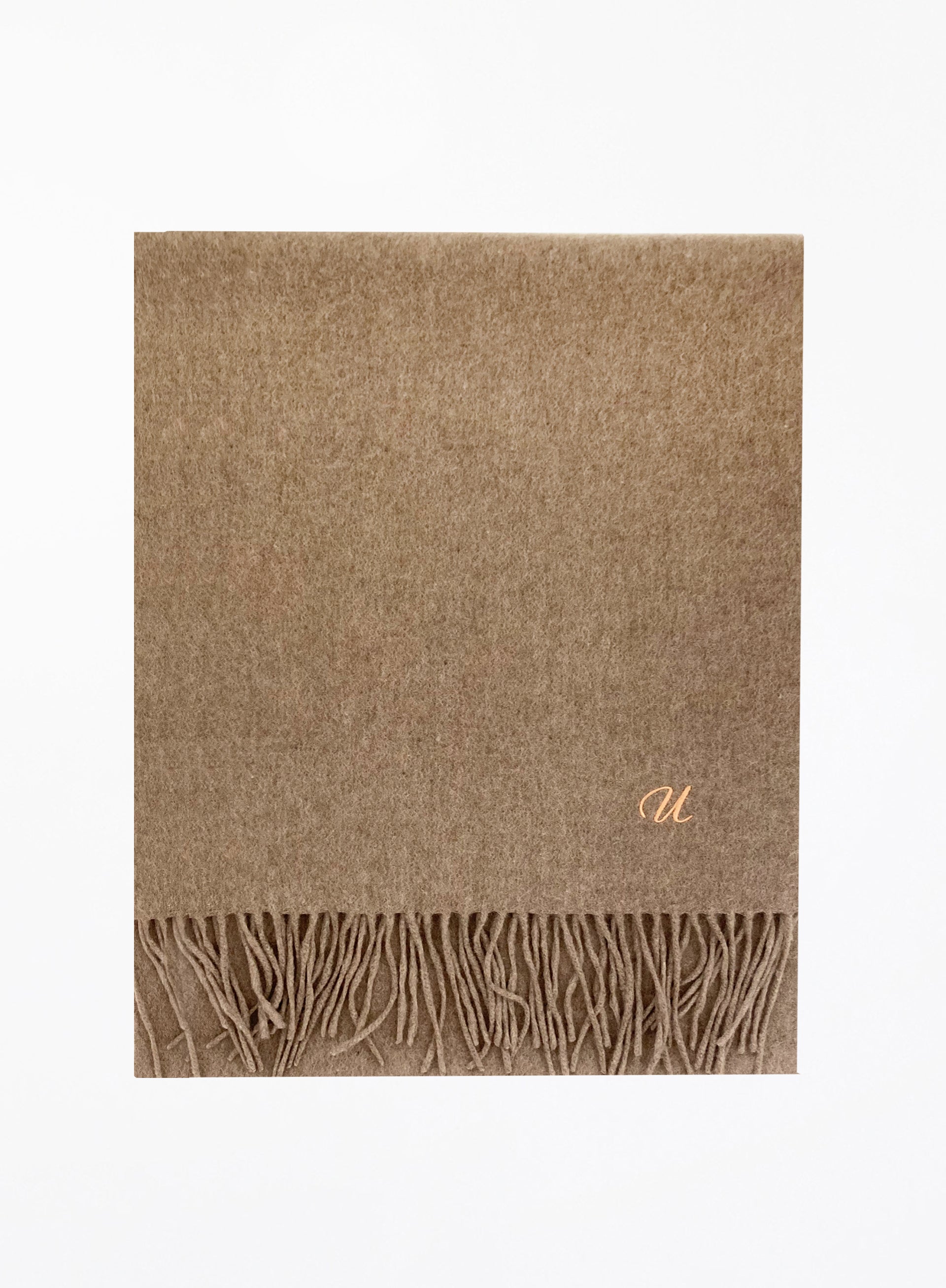 Beige  Fringed Cashmere Scarf