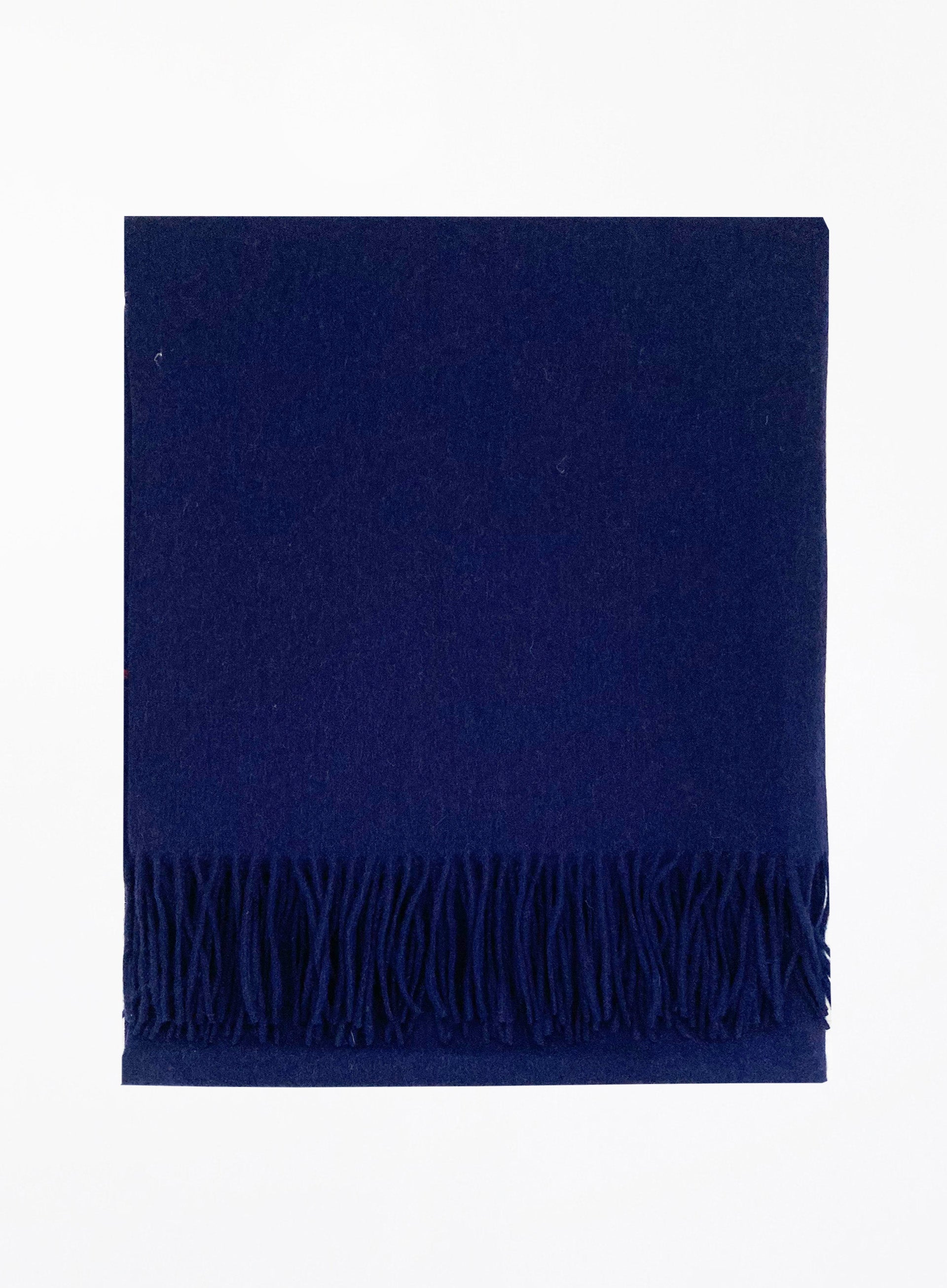 Royal Blue Fringed Wool Lambswool Scarf