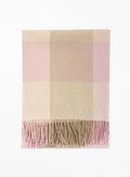 Pink Checked Fringed Cashmere Scarf