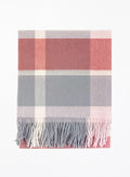 Pink Checked Fringed Wool Scarf